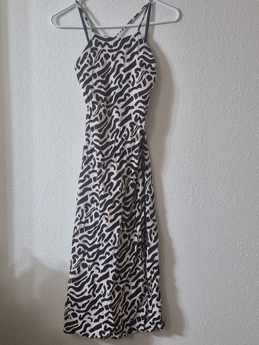 Black and White Zebra-Print Maxi Slip Dress